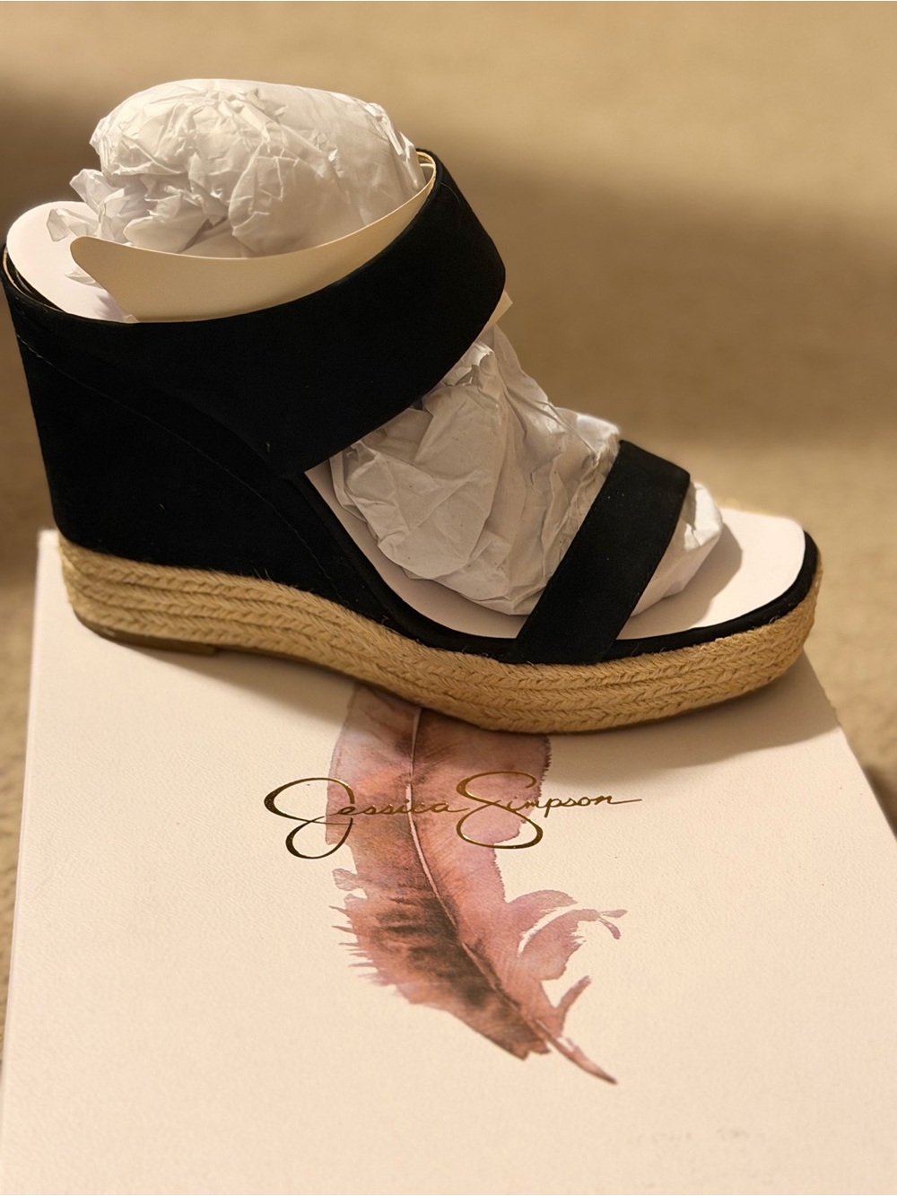 Jessica Simpson Black Espadrille Wedge Sandals